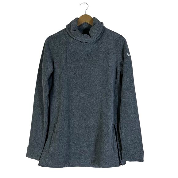 Nike Dri-FIT Pullover Womens S Gray Funnel Neck Fleece Athleisure Minimalist - Picture 1 of 6